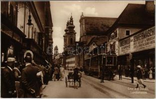 Linz, Landstrasse / street view, tram, shops