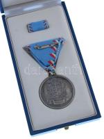 2000. "Árvízvédelemért Szolgálati Jel" ezüstszínű érem mellszalagon, szalagsávval dísztokb...