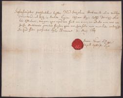 1764 Vécsei János aláírt elismervénye viaszpecséttel