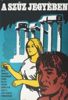 Darvas Árpád (1927-2015): A szűz jegyében, 1967, filmplakát, papír, jelzett a plakáton. Offset-nyomd...