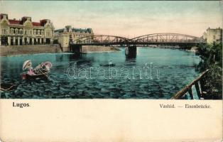 Lugos, Lugoj; Vashíd, Délmagyarországi Bank. Auspitz Adolf kiadása / Eisenbrücke / iron bridge, bank...