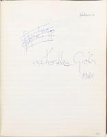 Aláírás-gyűjtemény füzetben, összesen 84 db, főként énekesek, zenészek, köztük Ihász Gábor (1946-198...