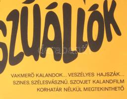 1971 ,,A bosszúállók" című szovjet film magyar plakátja, filmplakát, papír, jelzés nélkül. Offs...