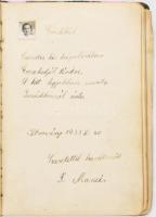 cca 1930-1945 Petrozsény (Petrosani), emlékkönyv kb. 60 oldalnyi bejegyzéssel, néhány kijáró lappal