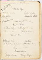 cca 1930-1945 Petrozsény (Petrosani), emlékkönyv kb. 60 oldalnyi bejegyzéssel, néhány kijáró lappal