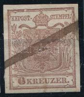1850 6kr HP I lemezhibás bélyeg tollvonásos érvénytelenítéssel, azonosítás és sign Strakosch