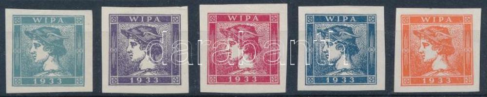 1851 Merkúr Hírlapbélyeg 5 klf színű utánnyomása az 1933 évi WIPA bélyegkiállításra