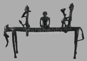 Dogra. Elefánt a harcosokkal. Dél-India, XX. sz., patinázott bronz. Hibátlan, 42x29 cm /// Dogra. El...