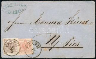 1850 3kr + 6kr MP III levél előlapon "PESTH" - Új-Pécs