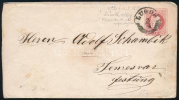 1870 15kr díjjegyes boríték "LUGOS" - Temesvar