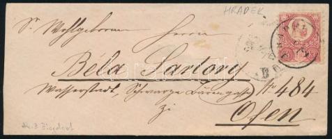 1872 Réznyomat 5kr levélen "HRADEK" (Gudlin 400 pont) - Ofen