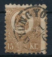 1871 Kőnyomat 15kr látványosan képbe fogazott bélyeg (50.000) "GYÖNGYÖ(S)" ( szakadás, pap...