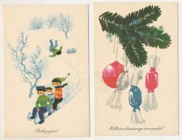 11 db MODERN üdvözlőlap (Képzőművészeti Alap) / 11 modern Hungarian greeting art postcards