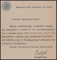 1911 Balogh Jenő egyetemi tanár, vallás ls közoktatási államtitkár, későbbi igazságügyi miniszter au...