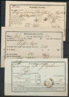 1862-1871 3 db feladási vevény "GYULA FEHÉR VÁR /VÁR", St: Lőrönz"
