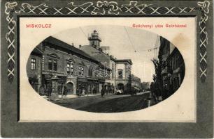 1911 Miskolc, Széchenyi utca, Színház, Liebling, Weidlich Pál üzlete. Grünwald Ignác kiadása (fl)