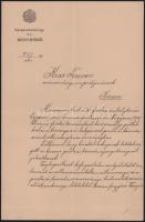 1912 Beöthy László (1860-1943) kereskedelmi minister, a Hitelbank alelnöke autográf aláírása számvev...