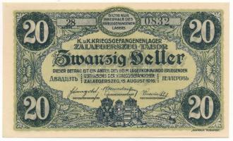 1916. Zalaegerszeg / hadifogolytábor 1916. augusztus 15. 20f arab sorozat és sorszámmal, "28 08...