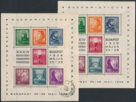 1938 2 db Eucharisztikus blokk: postatiszta és alkalmi bélyegzéssel (19.000)