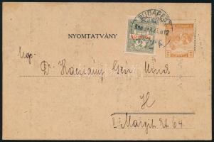 1918.01.21. Helyi nyomtatvány Sürgős 2f + Arató 2f bérmentesítéssel, ritka
