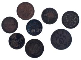 Vegyes 8db-os krajcár tétel, benne 1800 1kr + 3kr, 1812. 1kr, 1816. 1kr + 1851. 1kr (4xklf) T:vegyes