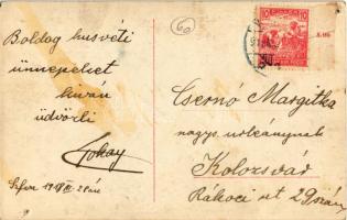 1918 Kellemes húsvéti ünnepeket / Easter greeting postcard with girl. photo (b)