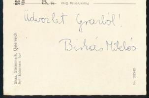 Birkás Miklós (1954-2017) teniszező saját kezűleg megírt és aláírt képeslapja