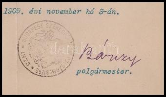 1903 Bárczy István (1866-1943) Budapest polgármestere autográf aláírása levélen