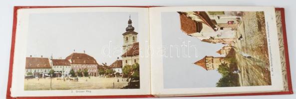 cca 1910 Hermannstadt und Umgebung leporelló, feliratozott színes képekkel, 15 db kép, kettőn törésn...