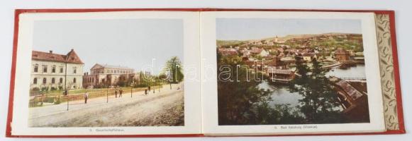 cca 1910 Hermannstadt und Umgebung leporelló, feliratozott színes képekkel, 15 db kép, kettőn törésn...