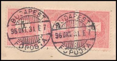 1896 Ajánlott 5kr díjjegyes levél Színesszámú 3kr és Feketeszámú 1kr, 3 x 5kr és 2 x 8kr kiegészítés...