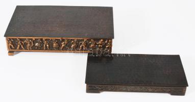 2 db Iparművész réz doboz 19x11 cm és 15x8 cm Fa betéttel