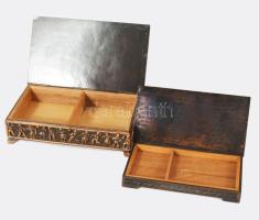 2 db Iparművész réz doboz 19x11 cm és 15x8 cm Fa betéttel