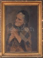 Jelzés nélkül, XIX. sz. vége, XX. sz. eleje: Áhitat. Olaj, vászon. Javított. Dekoratív, sérült faker...