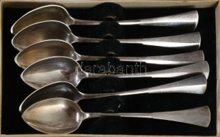 Ezüst (Ag) teás kanál készlet, díszdobozban, nettó 96 g ca 1900 dianás jelzéssel