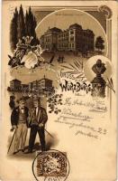 1904 Würzburg, Neues Universitäts-Gebäude, Neues chemisches Institut, Siebold-Denkmal / university b...