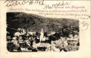 1899 (Vorläufer) Stájerlak, Steierlak, Stájerlakanina, Steierdorf, Anina; látkép, templom / general ...
