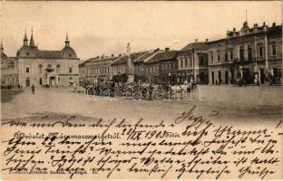 1903 Máramarossziget, Sighetu Marmatiei; Fő tér, piac, Korona szálloda, étterem és kávéház, Klein D....