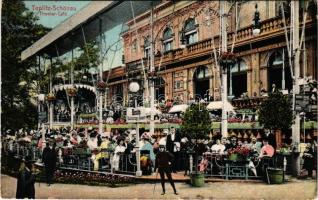 1913 Teplice, Teplitz-Schönau; Theater-Café / theatre café, terrace with guests and waiters (Rb)