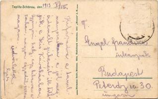 1913 Teplice, Teplitz-Schönau; Theater-Café / theatre café, terrace with guests and waiters (Rb)