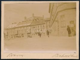 cca 1910 Pozsony, utcakép, keményhátú fotó, Pásztor László felvétele, 9×11 cm / Bratislava