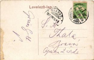 1909 Nagyszeben, Hermannstadt, Sibiu; Nagydisznódi utca, Julius Wermescher üzlete, szálloda / Strada...