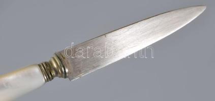 cca 1940, 6 darabos gyöngyház nyelű gyümölcskés, h: 16 cm