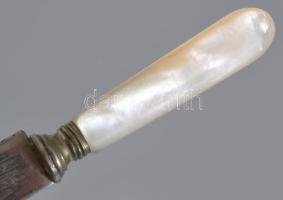 cca 1940, 6 darabos gyöngyház nyelű gyümölcskés, h: 16 cm