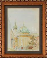 Olvashatatlan jelzéssel (Inge Pohl): Innsbrucki részlet. Akvarell, papír. Üvegezett, dekoratív, kiss...