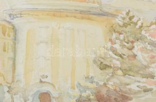 Olvashatatlan jelzéssel (Inge Pohl): Innsbrucki részlet. Akvarell, papír. Üvegezett, dekoratív, kiss...