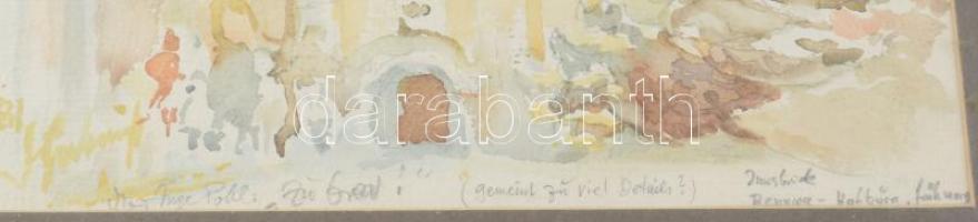 Olvashatatlan jelzéssel (Inge Pohl): Innsbrucki részlet. Akvarell, papír. Üvegezett, dekoratív, kiss...