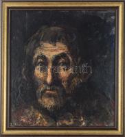 Jelzés nélkül: Szakállas férfi portréja. Olaj, farost. Dekoratív fakeretben. 43,5×40 cm