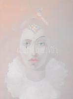 Herpai Zoltán (1951-2011): Bohóc, 1987. Olaj, farost, jelezve jobbra lent. Dekoratív fakeretben, 40×...