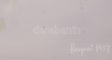 Herpai Zoltán (1951-2011): Bohóc, 1987. Olaj, farost, jelezve jobbra lent. Dekoratív fakeretben, 40×...